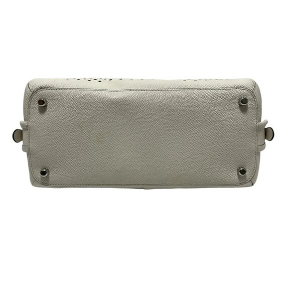 COACH Prince Street Satchel Perforated Leather Cream Blue Leather - - Picture 4 of 9